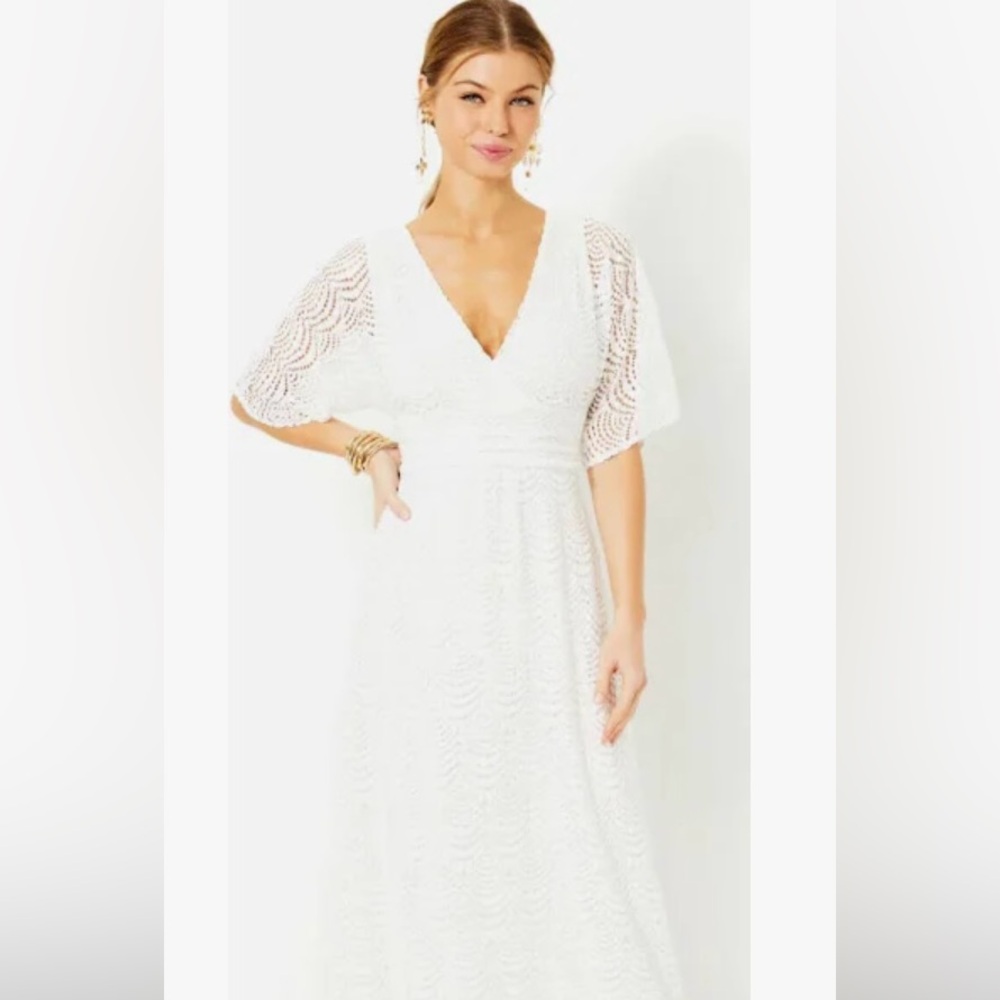 NWT Lilly Pulitzer Parigi white lace maxi dress M
